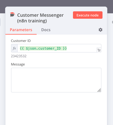 Add the Customer ID field to the customer messenger node