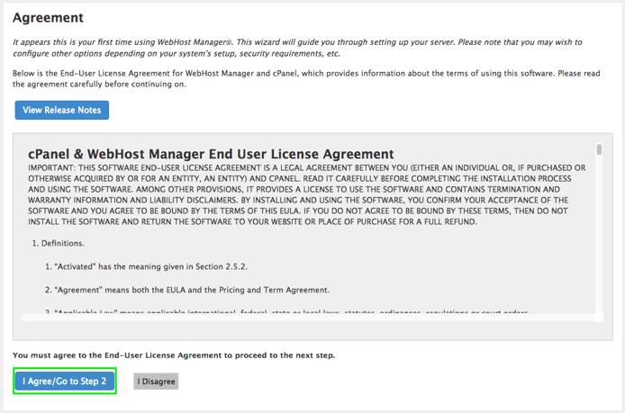 cPanel license agreement.