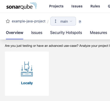 Selecting to analyze a new SonarQube project locally