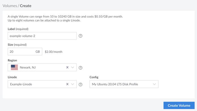 Volume Creation Form